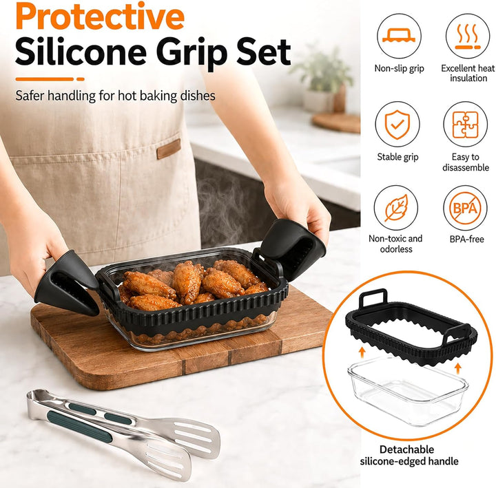14erSet Glas Airfryer Zubehör Auflaufform Heissluftfritteuse Glas Airfryer Glasbehälter Kompatibel m
