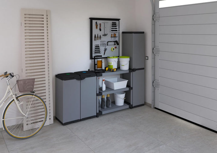 Adventa: Schrank für Mülltrennung aus Kunststoff, einfach zu montieren, modulares System, geeignet f