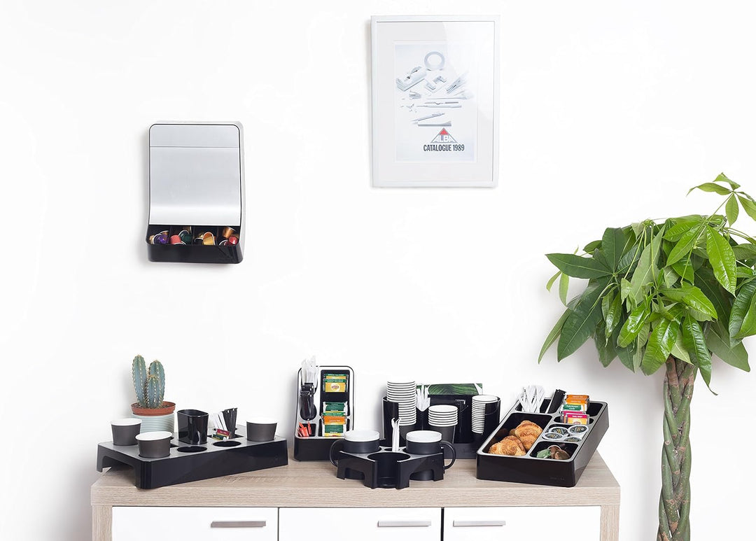 ALBA Spender Universal-Kaffeepads Aluminium Grau Metall und schwarz, Aluminium, Gris métal et Noir,