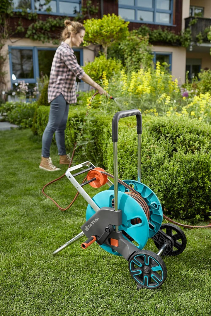 Gardena Schlauchwagen CleverRoll M Easy Set, Gartenschlauchwagen mit 60m Kapazität inkl. 20m Schlauc