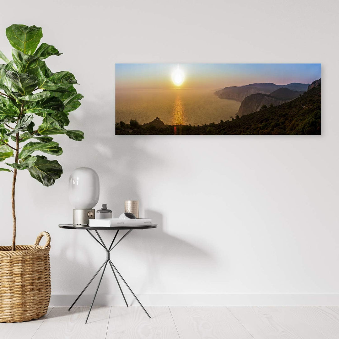 Feeby Wandbild Landschaft Druckbild Leinwandbild Sonne Braun 120x40 cm Leinwandbild 120x40 cm Braun_