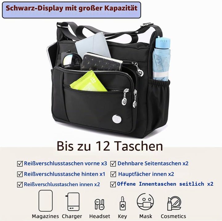 MINTEGRA Damen Schultertasche, geräumig, mehrere Taschen, Umhängetasche, Geldbörse, modischer Henkel