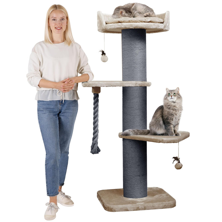 HAPPYPET Premium Kratzbaum Grosse Katzen Stabil 'Freddy' – 150 cm Grosser Katzenbaum, Kletterbaum fü