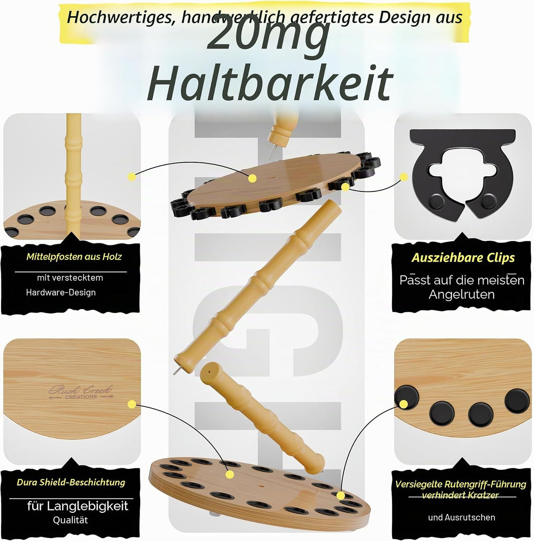 Rush Creek Creations Angelruten-Aufbewahrungsregal, rund, 16 Stück Traditionelles, rundes Bodenregal