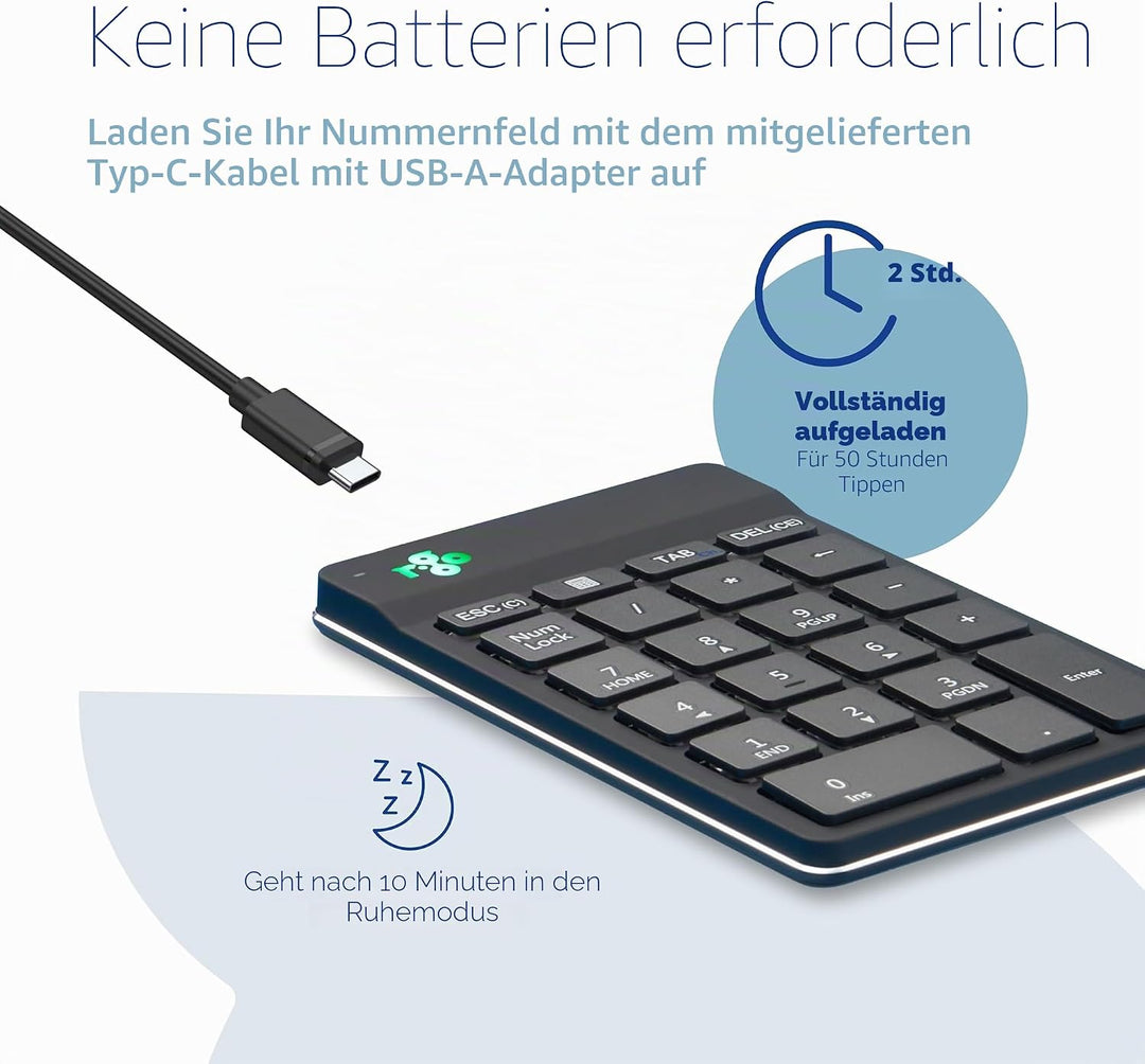 R-Go Numpad Break, Mit Anti-RSI-Software, Bluetooth kabellos Ziffernblock, Numerische Tastatur für C