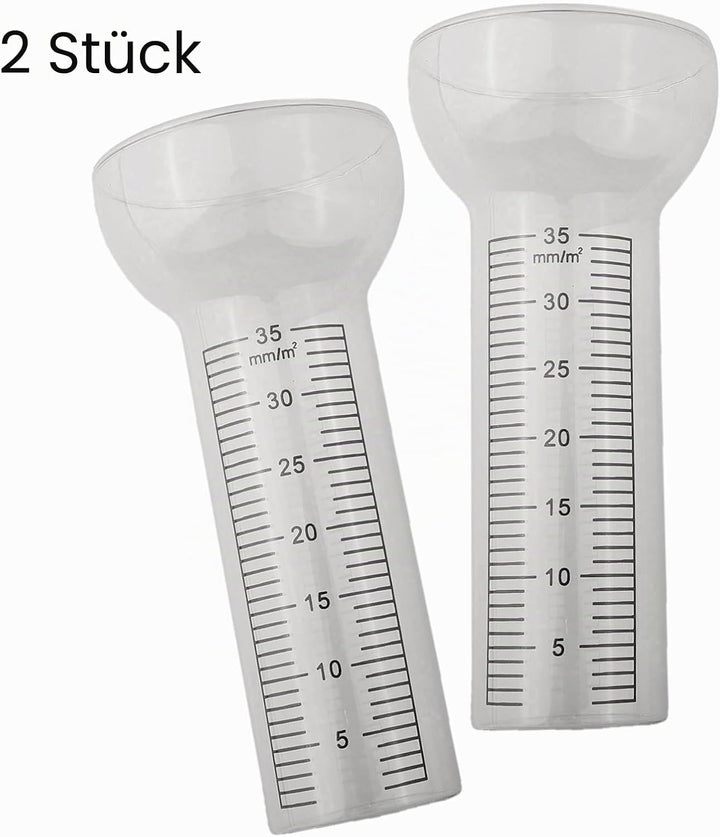 Regenmesser, 2 Stück, Ersatzglas für Outdoor-Regenmesser, 1mm bis 35mm, Niederschlagsmesser, Glas, R