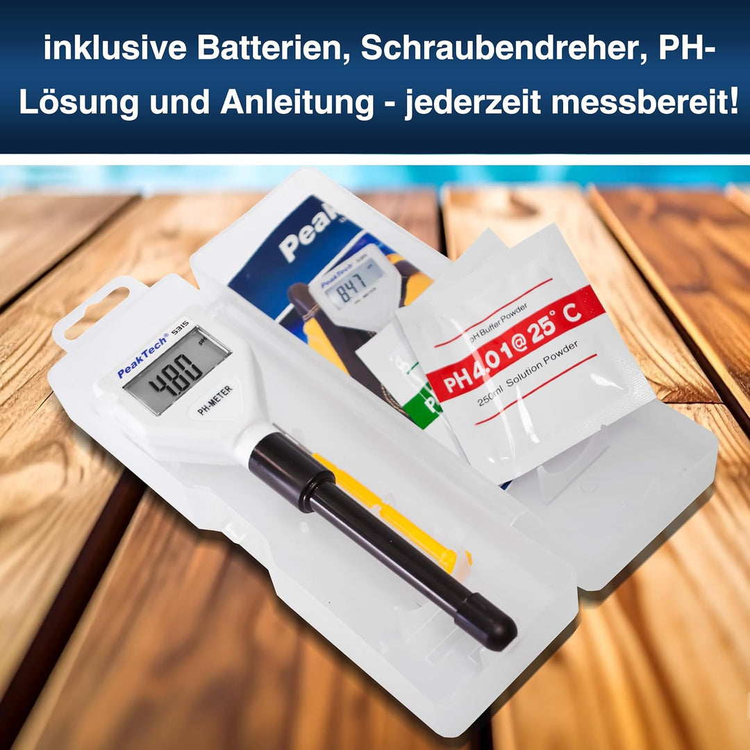 PeakTech 5315, pH Messgerät für Reagenzgläser, Aquarium, Pool und Wasseraufbereitung, pH Wert Checke