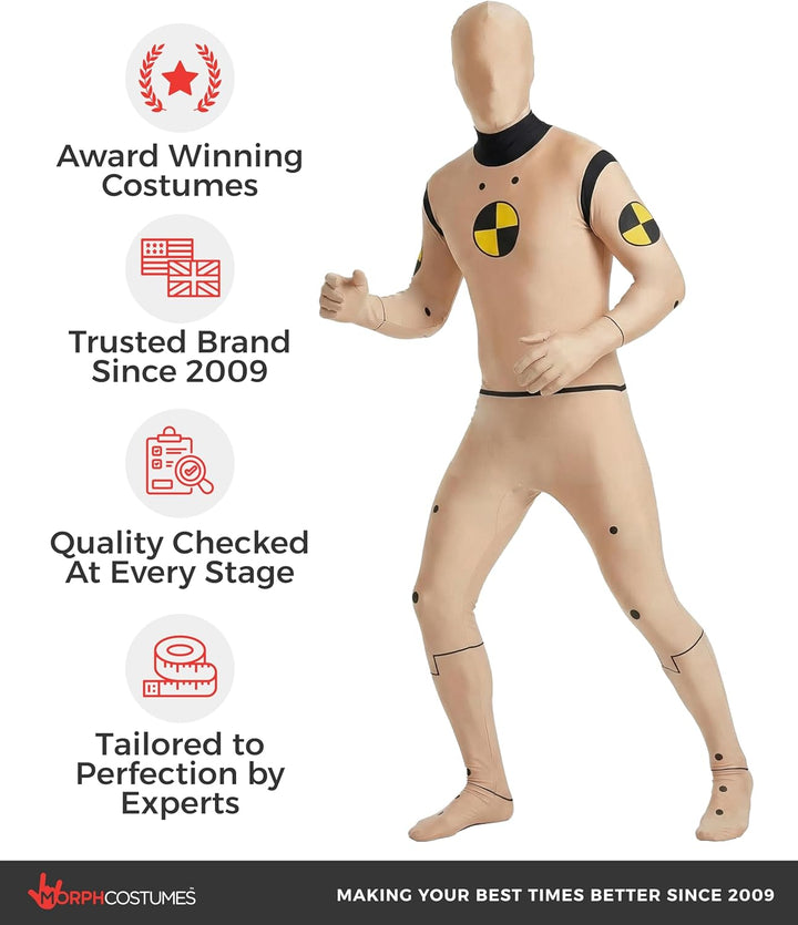 Morphsuits Offizielles Crash Test Dummy Kostüm, Kostüm Herren, Halloween, Halloween XL, XL