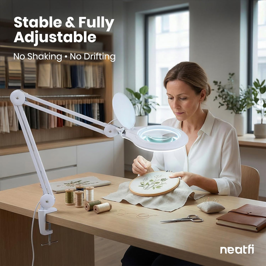 Neatfi Pro Series – Bifokale LED-Lupenlampe | 1200 Lumen | 8D/20D Vergrösserung | CRI 95 | 13 cm Gla