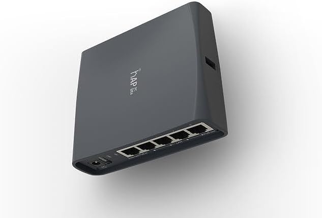 MikroTik hAP AC Lite Tower Schwarz Ethernet-Verbindung unterstützt Stromversorgung über diesen Port