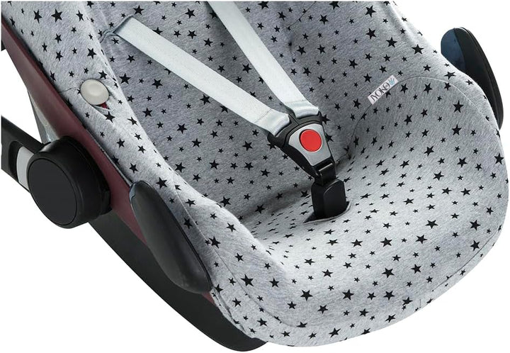 JYOKO KIDS Baumwollbezug für Autositz kompatibel mit Pebble Maxi Cosi, Bebe Confort (Black Star), Bl
