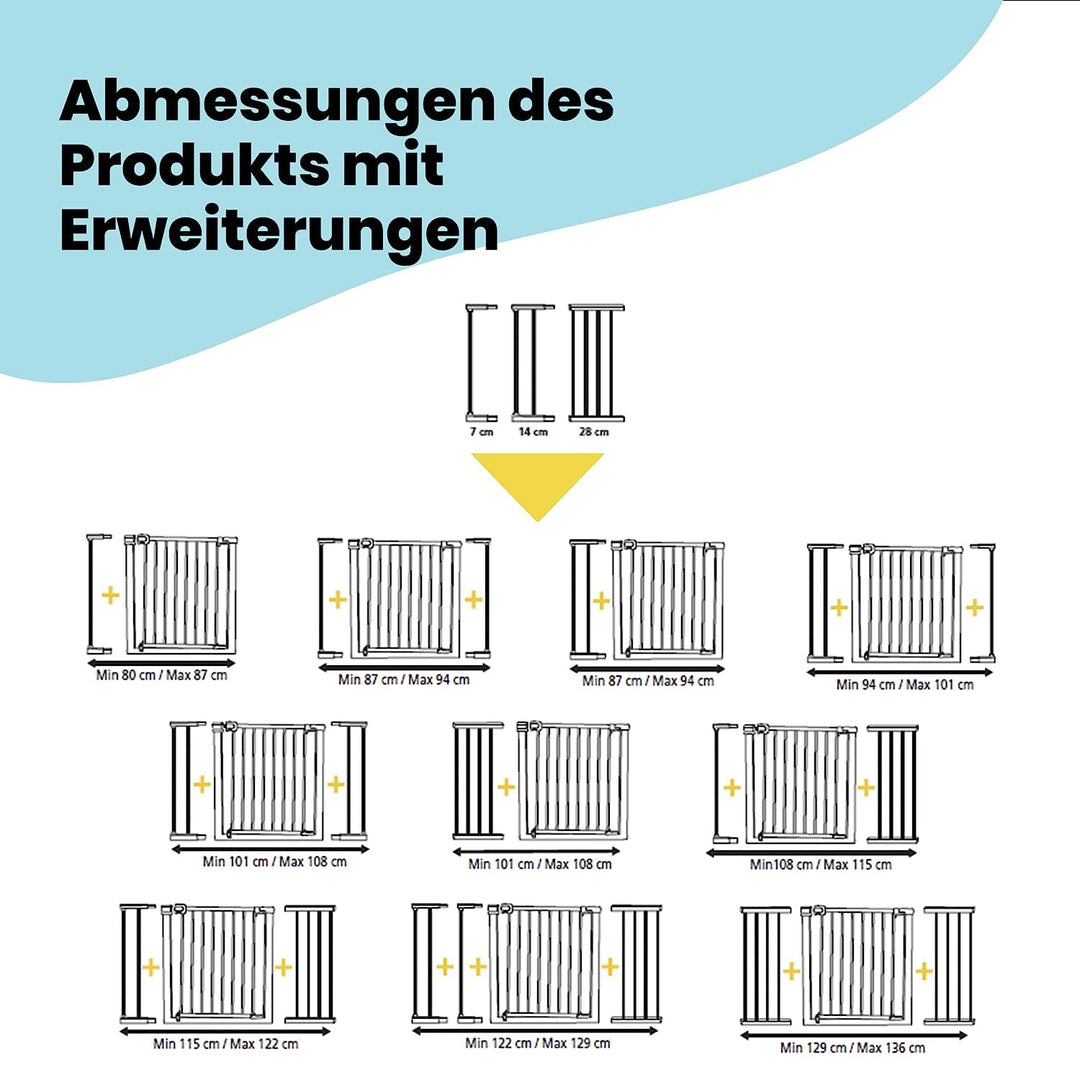 Safety 1st Auto Close, Ausziehbares Schutzgitter, Klemmgitter für die Treppe, Babygitter auch für Hu