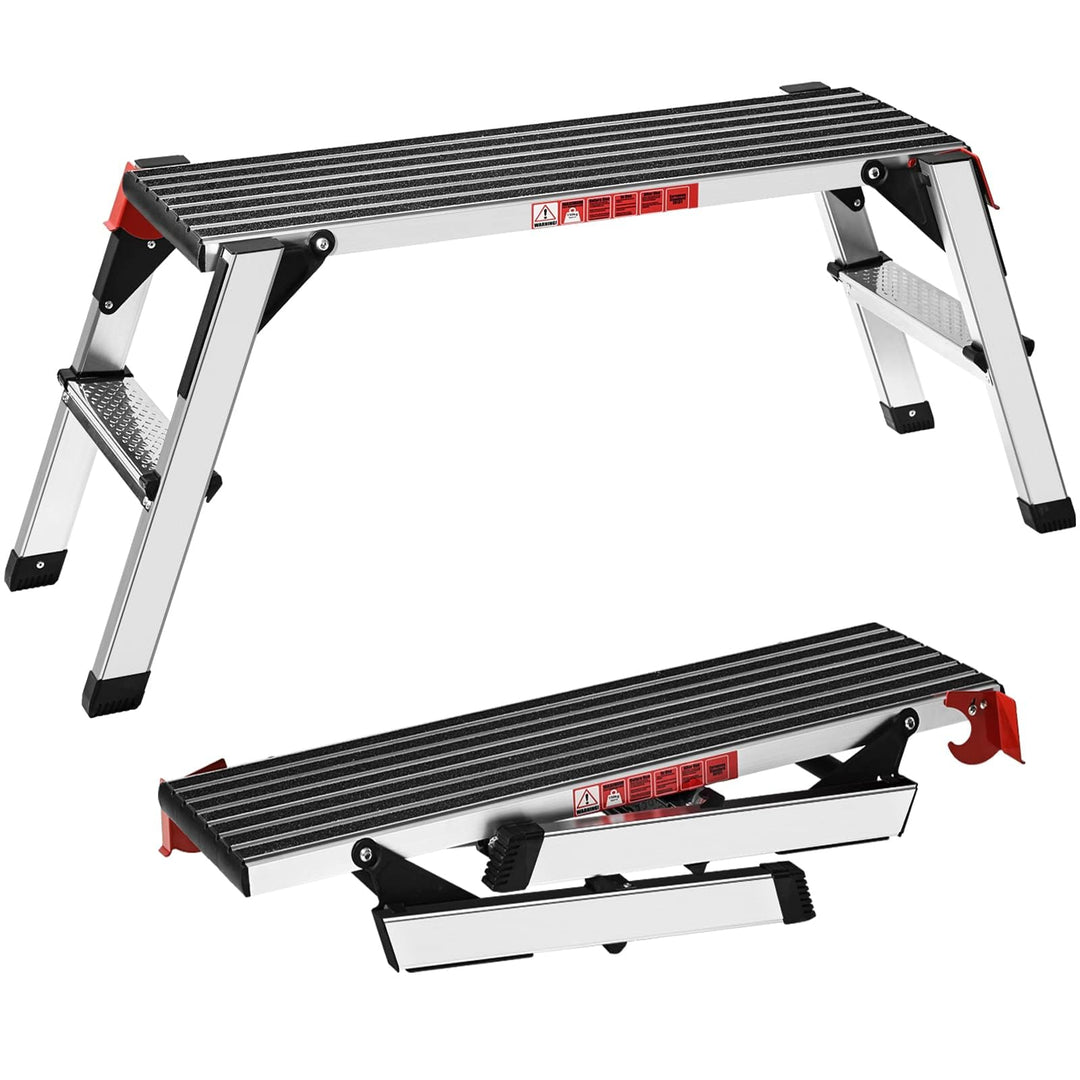 XinSunho Alu Arbeitsplattform, Klappbar Arbeitsbühne bis 150 kg, Arbeitstritt mit Sicherheitsschlöss