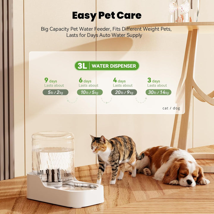 JUNSPOW Automatischer Katzen-Wasserspender mit Edelstahlnapf, Hund Wassernapf Spender Einstellbare W