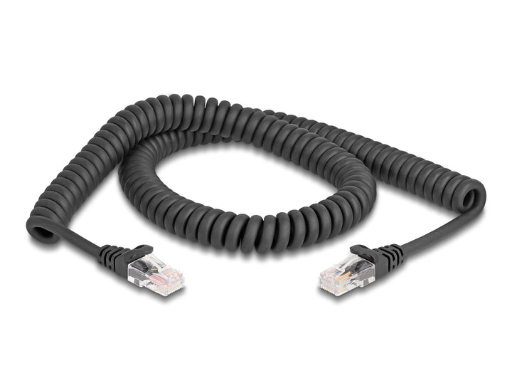 DeLOCK RJ45 Spiralkabel Stecker zu Stecker Cat.5e 2 m schwarz