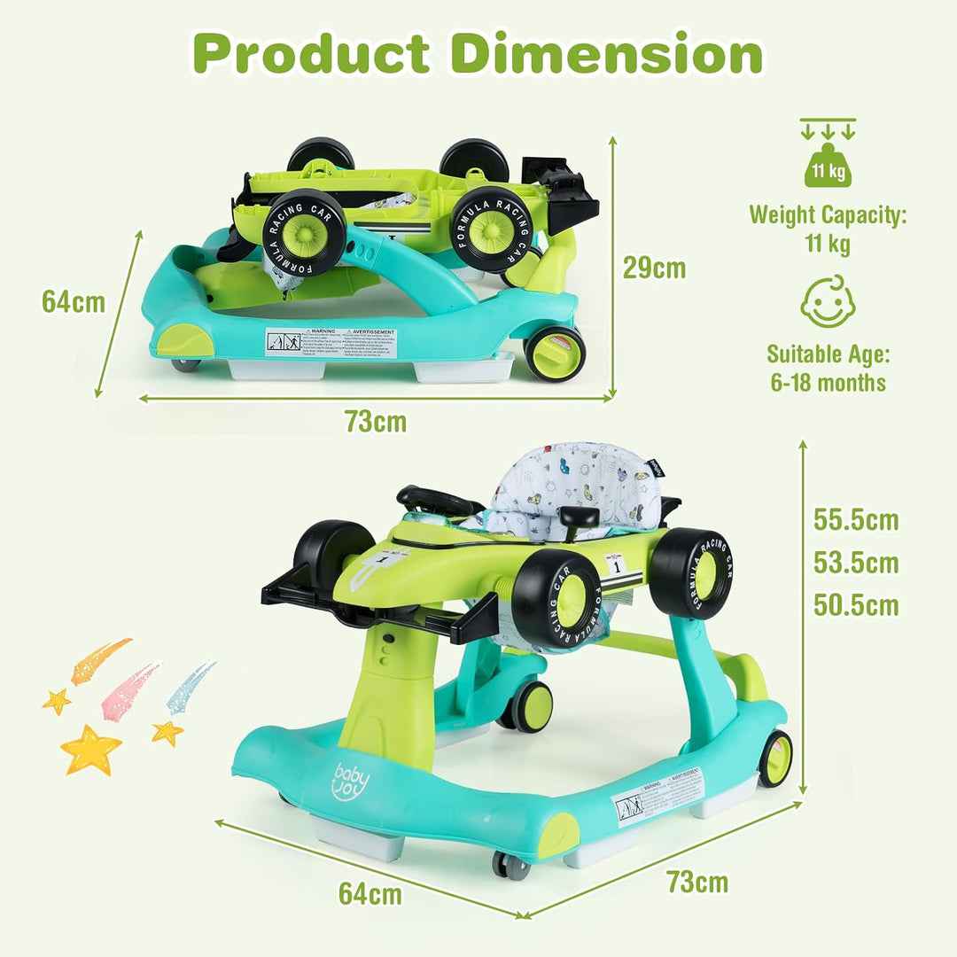 GIANTEX 4 in 1 Lauflernhilfe, Lauflernwagen klappbar mit einstellbarer Höhe &amp; Geschwindigkeit, Baby