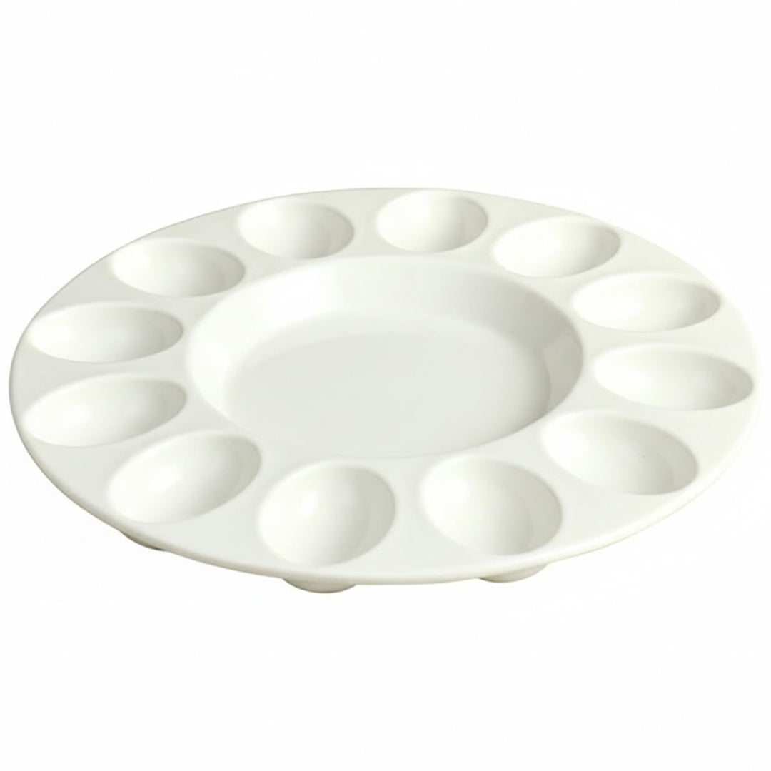 Teufels-Eierhalter, 25, 4 cm, 12 Löcher, rundes Teufels-Eier-Tablett aus Keramik mit Rutschfester Ba