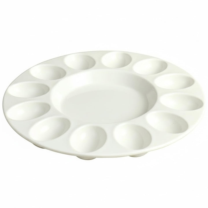 Teufels-Eierhalter, 25, 4 cm, 12 Löcher, rundes Teufels-Eier-Tablett aus Keramik mit Rutschfester Ba
