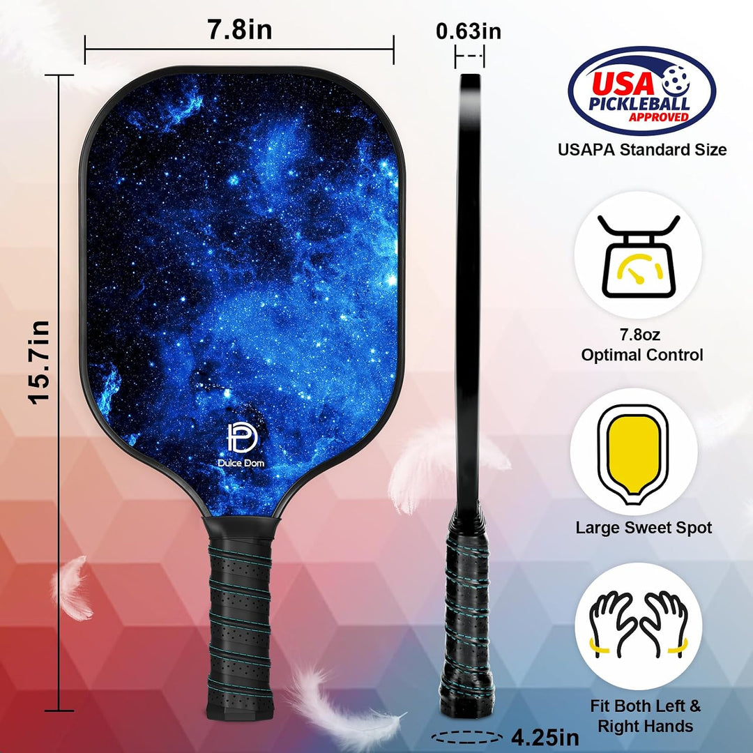 DULCE DOM Pickleball-Paddel, 2er- / 4er-Set, USAPA-genehmigt, Fiberglas/Kohlefaser, Pickleballschläg
