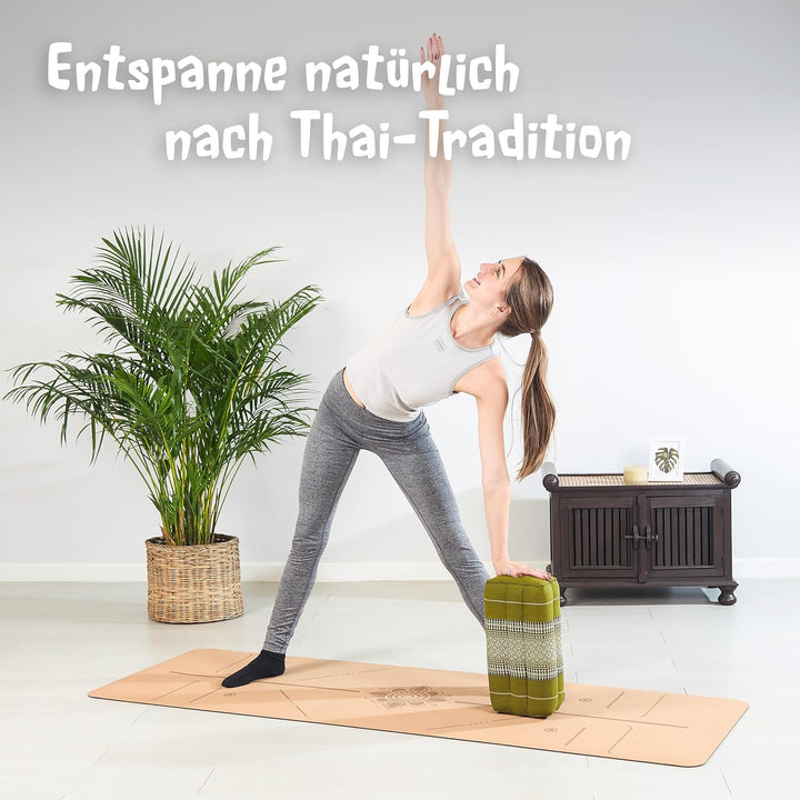 livasia Block Yogakissen eckig, Meditationskissen mit Kapok, Stützkissen Bolster rechteckig, Yoga Pi