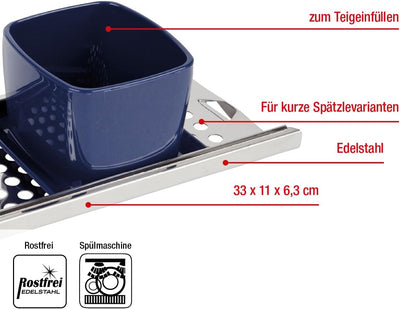 EUROHOME Spätzlereibe Edelstahl Kunststoff ohne "Nase" für kurze Knöpfle - Spätzlehobel 33 x 11 x 6,