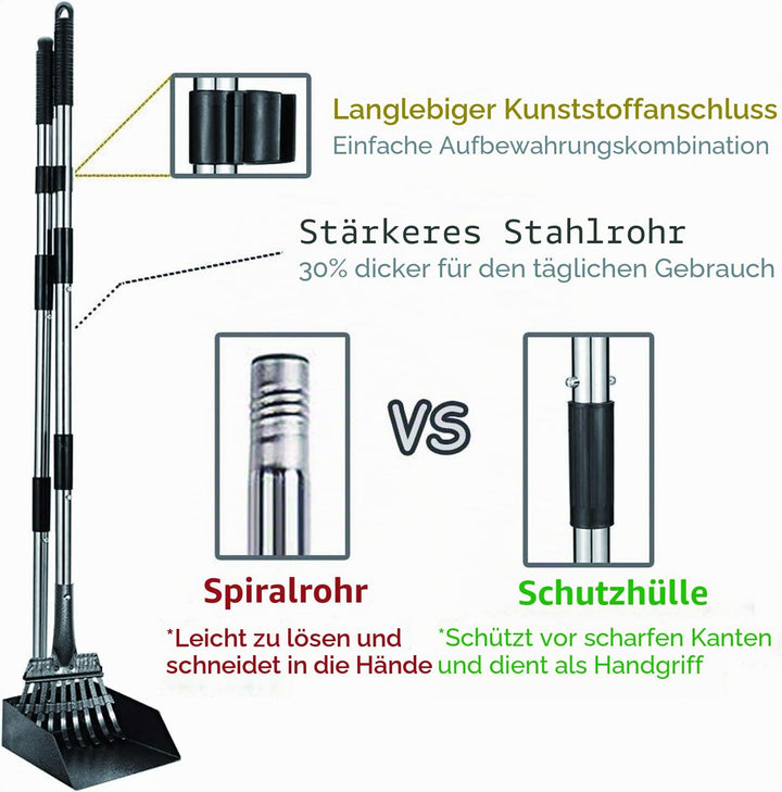 XXYL Hundekotschaufel, Tablett und Rechen für grosse, mittlere und kleine Haustiere, 96,5 cm lang, V