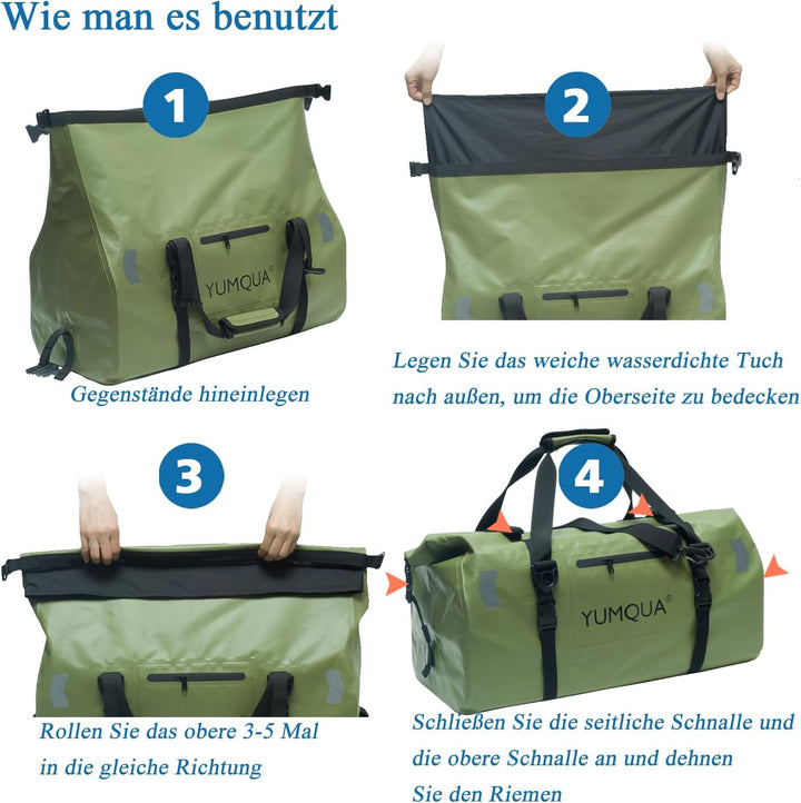 YUMQUA wasserdichte Reisetasche Sporttasche Duffel Dry Bag, zum Kajakfahren Camping Bootfahren Motor