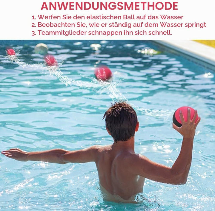 Wasserspringball, 3 Stück Wasserball Wasser Flummi Springender Ball auf Wasser, Schnelltrocknender L