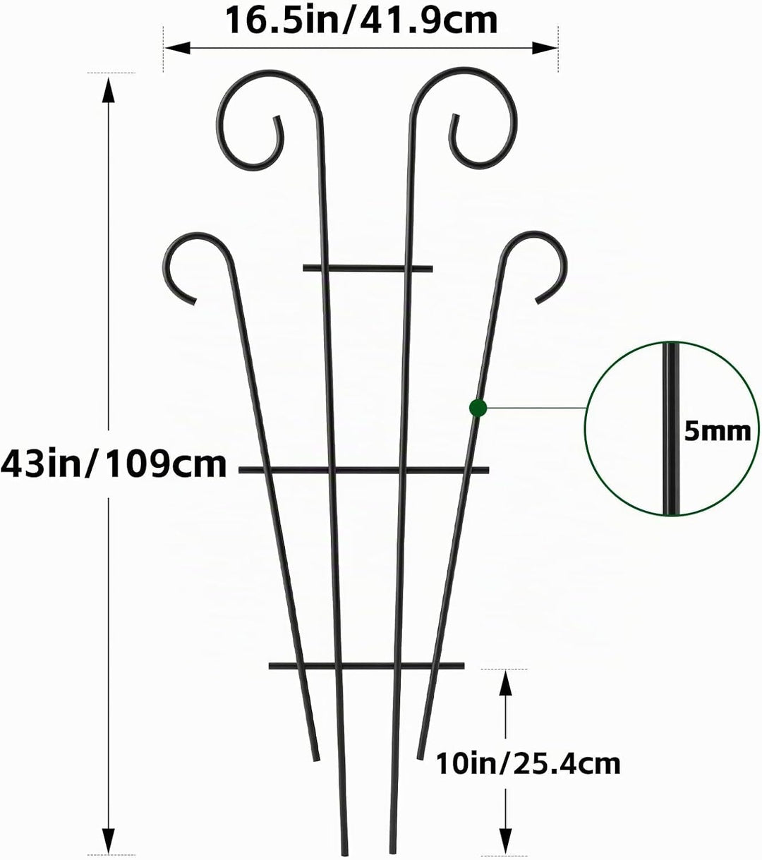 4er-Pack 109 cm / 43 Zoll Indoor-Pflanzenspalier für kletternde Topfpflanzen, Outdoor-Metallgarten-S