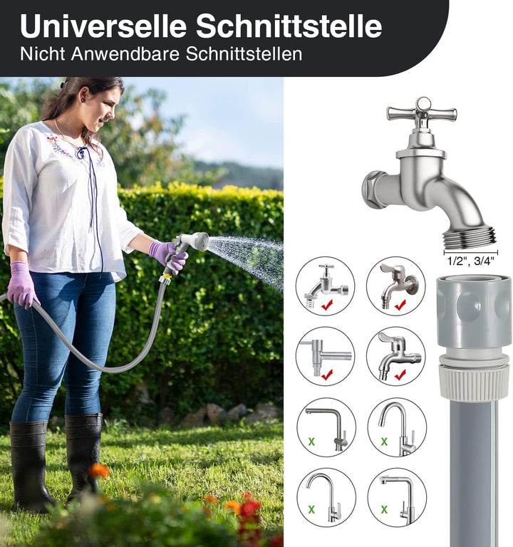 Schlauchtrommel 30m+2m mit Handbrause und Gartenschlauch, Schlauchaufroller Automatisches Aufrollen,