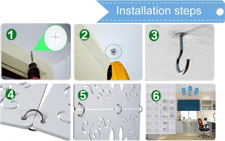 12 Stück/Set weisse hängende Raumteiler Paravents DIY Panel Paravents Trennwand Trennwände Raumteile