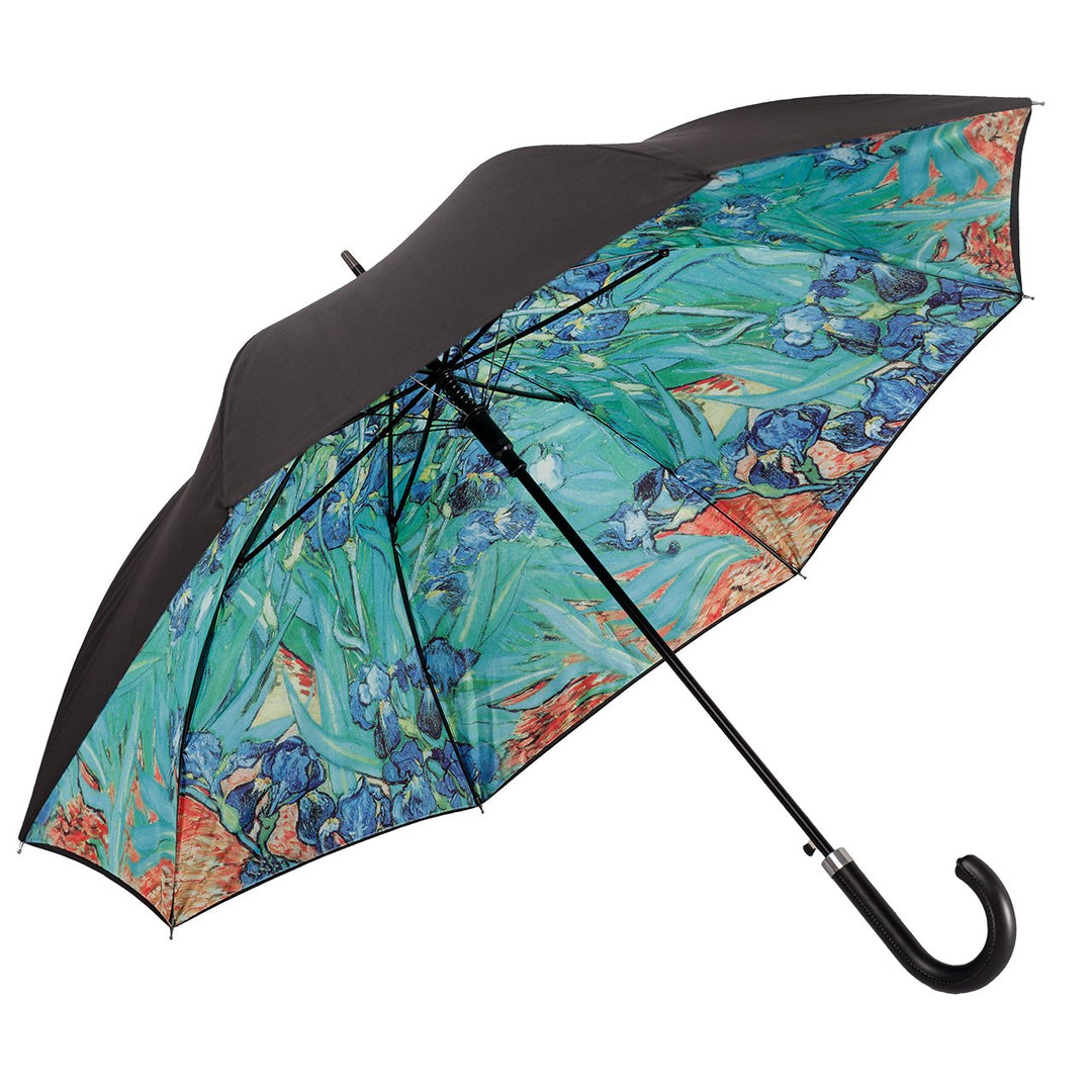VON LILIENFELD Regenschirm | Vincent Van Gogh: Iris | Doppelte Bespannung | Aussen Schwarz - Innen B