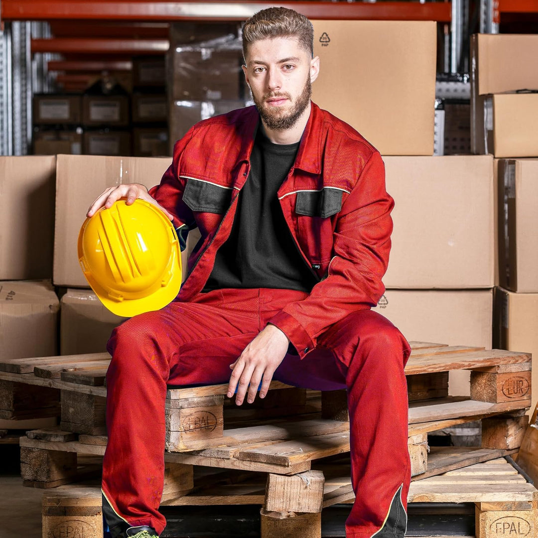 BWOLF ARES 100% Baumwolle Arbeitsjacke Männer Arbeitsjacke Herren Arbeitsjacke Bundjacke S Schwarz/R