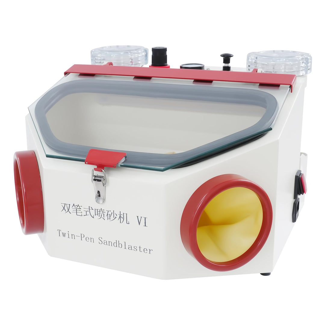 220V Sandstrahler, 50W Dental-Sandstrahlgeräte mit zwei Stiften und LED-Lichtleiste, Sandstrahlkabin