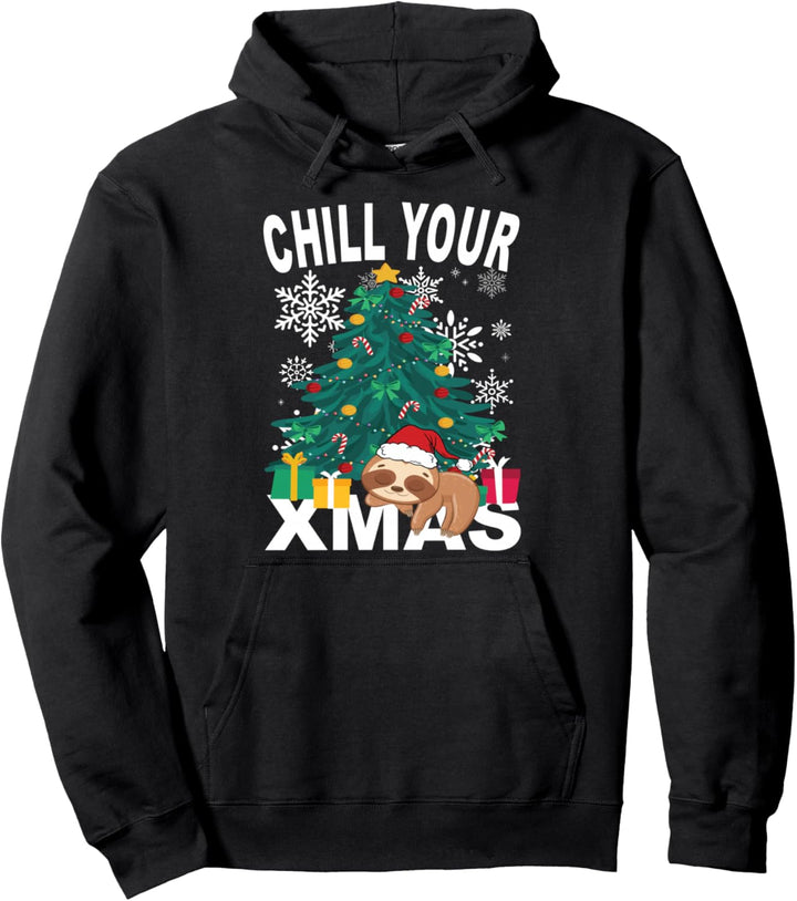 Chill Your Xmas Faultier Baby Weihnachtsmann Faultiere Pullover Hoodie