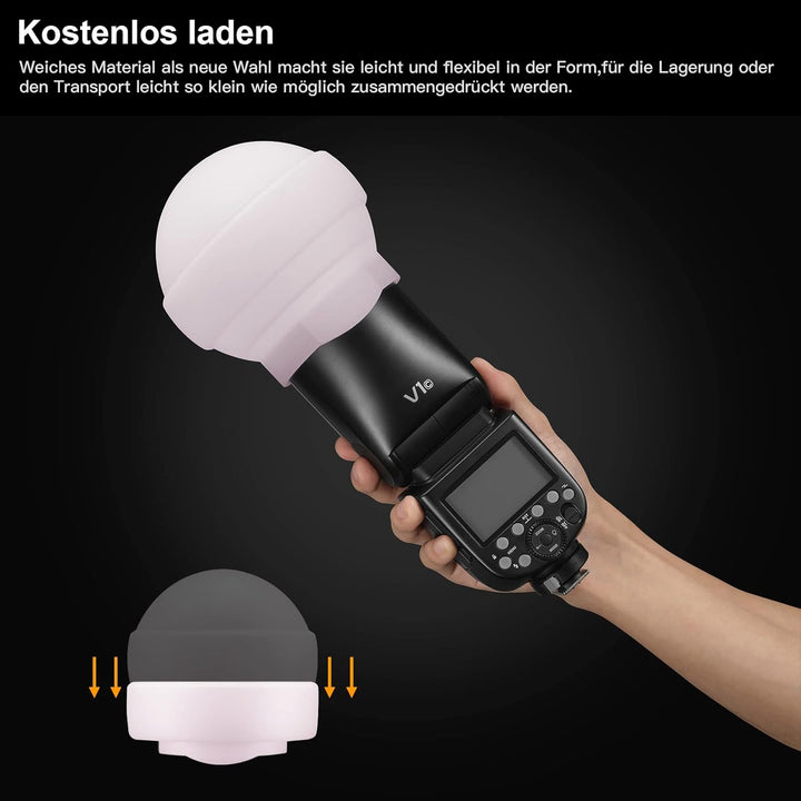 Godox AK-R22 Diffusion Dome,Zusammenklappbarer Lichtformer aus Silikonmaterial,für Godox Rundkopfbli