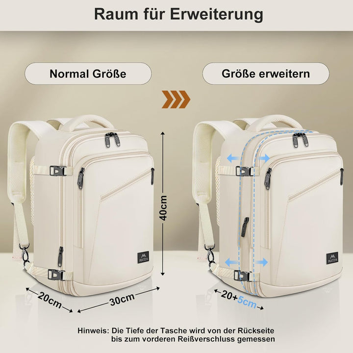 MATEIN Ryanair Handgepäck 40x30x20 Rucksack Damen, Klein 24L Reiserucksack Damen für Flugzeug, Ryana