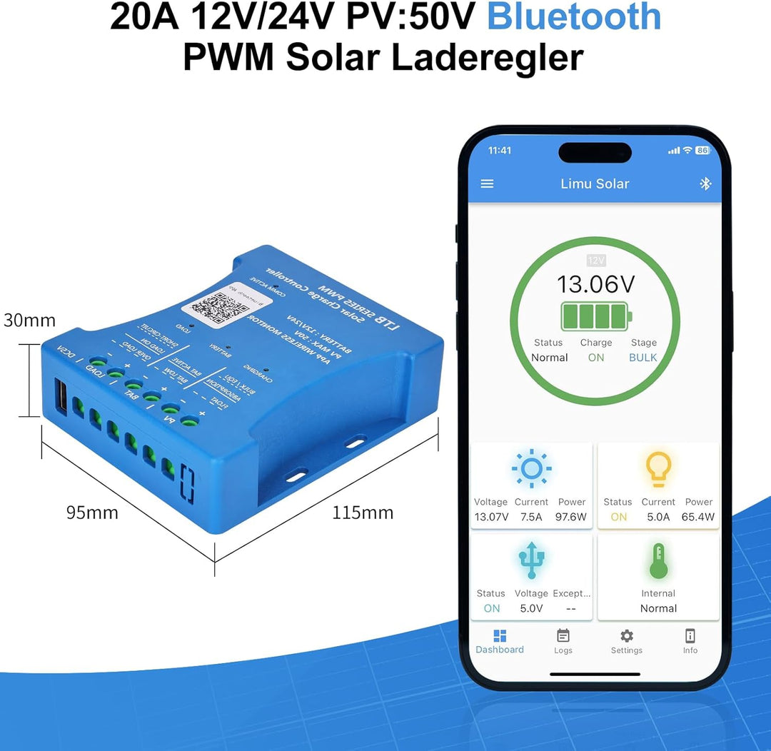 180W Solarpanel 12V Monokristallines Solarpanel Solarzelle Kit : 180 Watt Solarmodul mit 20A Bluetoo