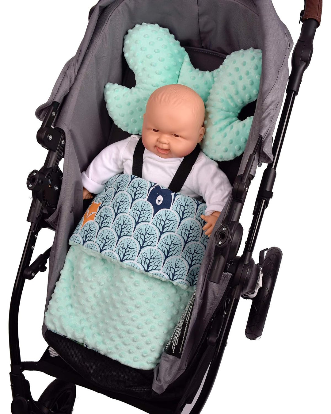 Medi Partners Babydecke Krabbeldecke Set 3in1 100% Baumwolle Minky Kinderdecke 55x75 + 35x30cm flach
