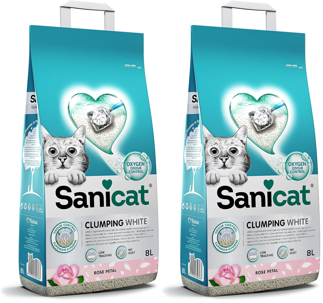 Sanicat – Weisse Klumpstreu – mit Duft von Rosenblättern | Hergestellt aus natürlichen Mineralien mi