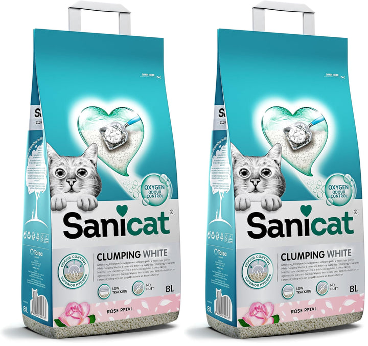 Sanicat – Weisse Klumpstreu – mit Duft von Rosenblättern | Hergestellt aus natürlichen Mineralien mi