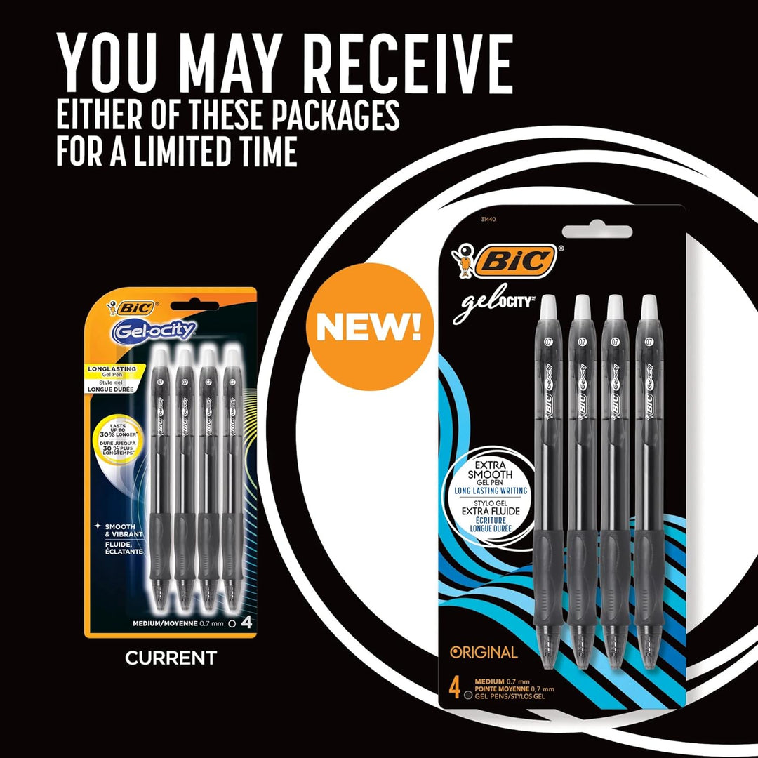 BIC Gel-ocity Retractable Gel Pen, Medium Point (0.7 mm), Black, 4-Count by BIC 4 stück (1er Pack) S