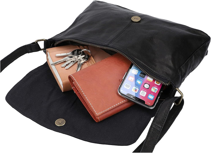 Gusti Handtasche Leder - Maisie Damen Handtasche Schultertasche Umhängetasche Ledertasche klein Schw