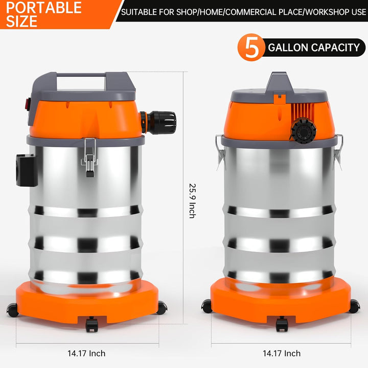 Für Haushalt 3200W Nass- und Trockenstaubsauger, 35L Edelstahlbehälter, HEPA-Filter, 23kPa Saugkraft