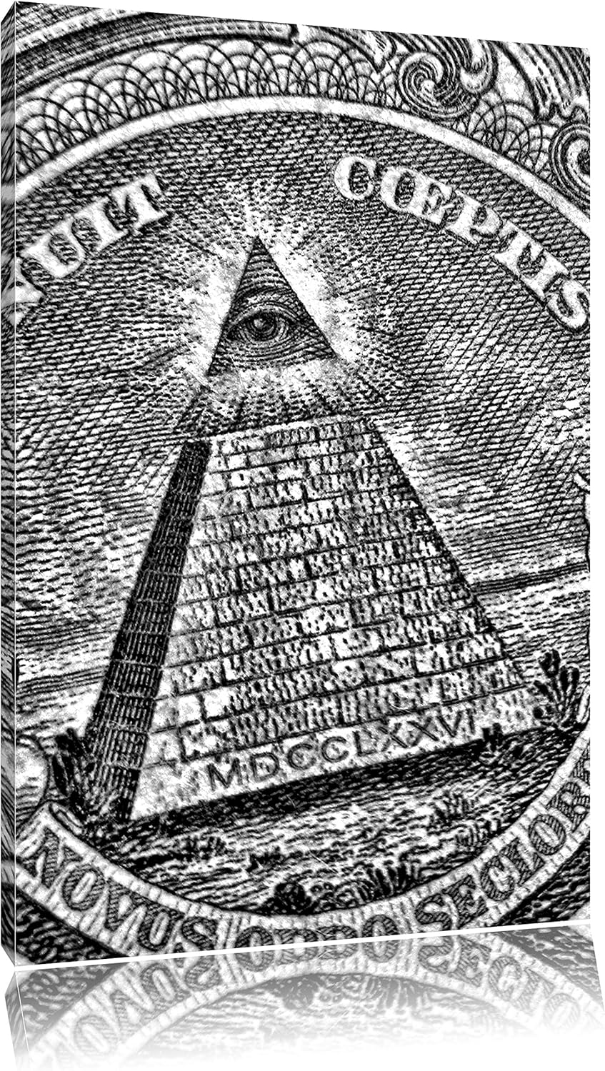 Pixxprint Illuminaten-Pyramide / 100x70cm Leinwandbild bespannt auf Holzrahmen/Wandbild Kunstdruck D