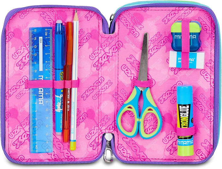 Seven Federmäppchen, Mäppchen, Mehrfarbig, Federtasche für Schreibwaren, Etui komplett mit Bleistift