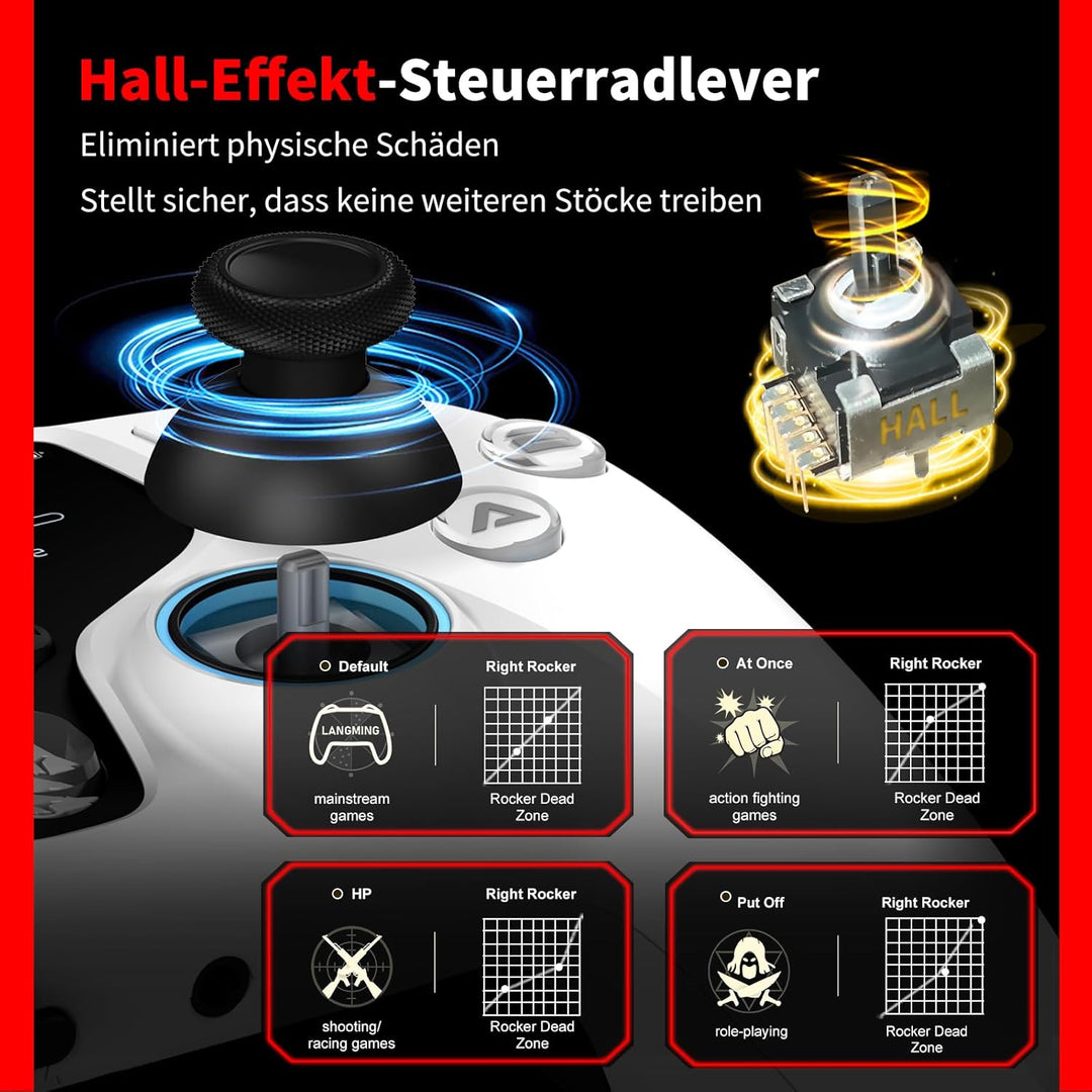 Wireless Controller für PC mit Display, PC Controller Pro Wireless mit Hall-Jostick/Hall-Trigger/TUR