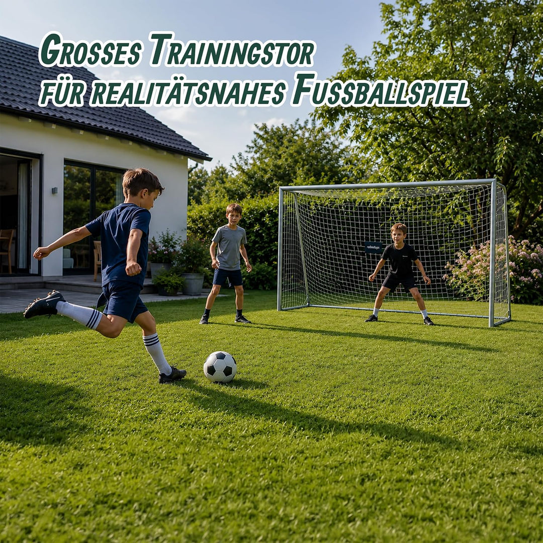 Relaxdays Fussballtor, ohne oder mit Torwand, PE-Netz &amp; Stahl, grau mit Torwand 240 x 160 x 90 cm, m