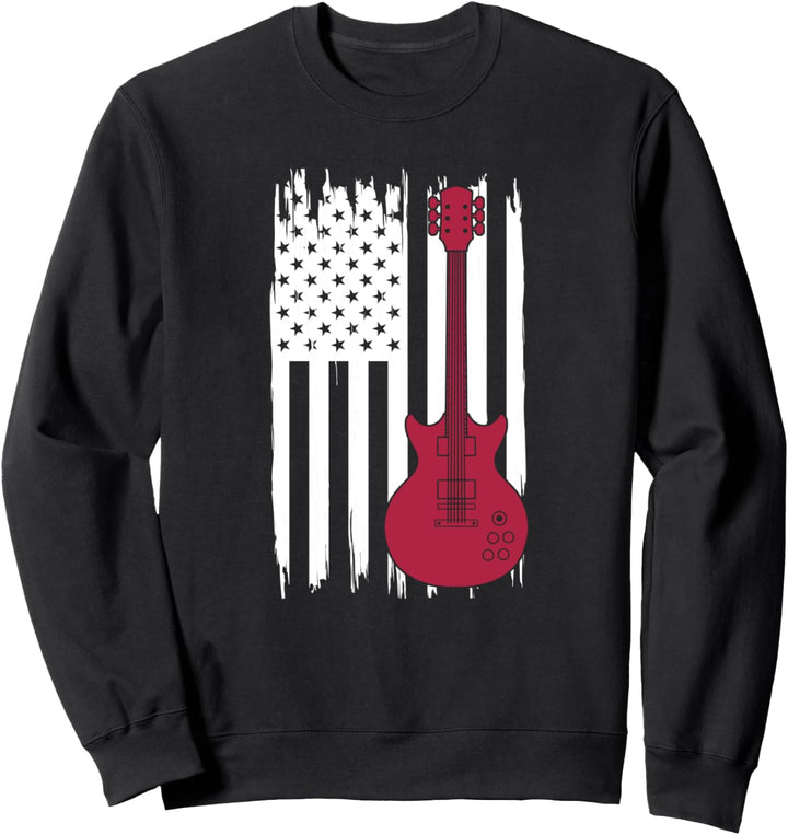 Gitarrist Gitarrenspieler Musik Amerika Flagge Gitarre Sweatshirt