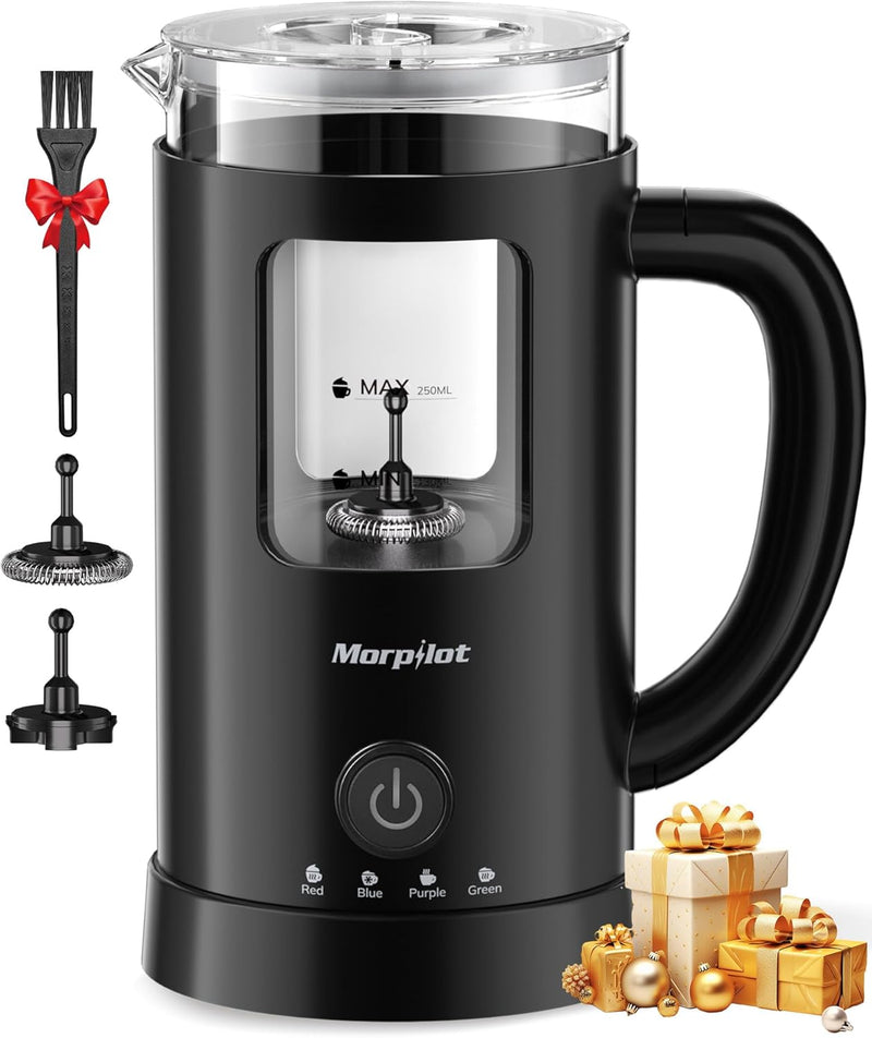 Morpilot Milchaufschäumer Elektrisch, 130-600ml 600W, 4 in 1 Milchschäumer für Heisser und Kalter, V